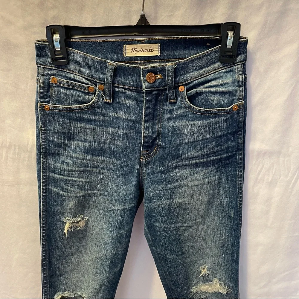 Madewell 9‎ Inch High Riser Skinny Skinny Distressed Denim Jeans Size 25 Stretch